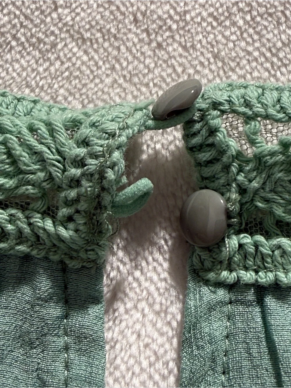 BTFBM Sage Green Crochet Halter Tiered Babydoll Dress Size M